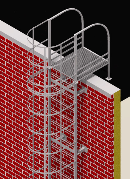 Вертикальная металлическая пожарная лестница